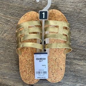 Girls Oshkosh gold slides size 1